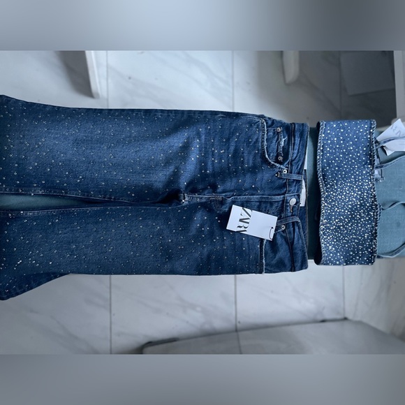 ZARA SET - RHINESTONE SPARKLY DENIM TOP & JEANS - Picture 8 of 8